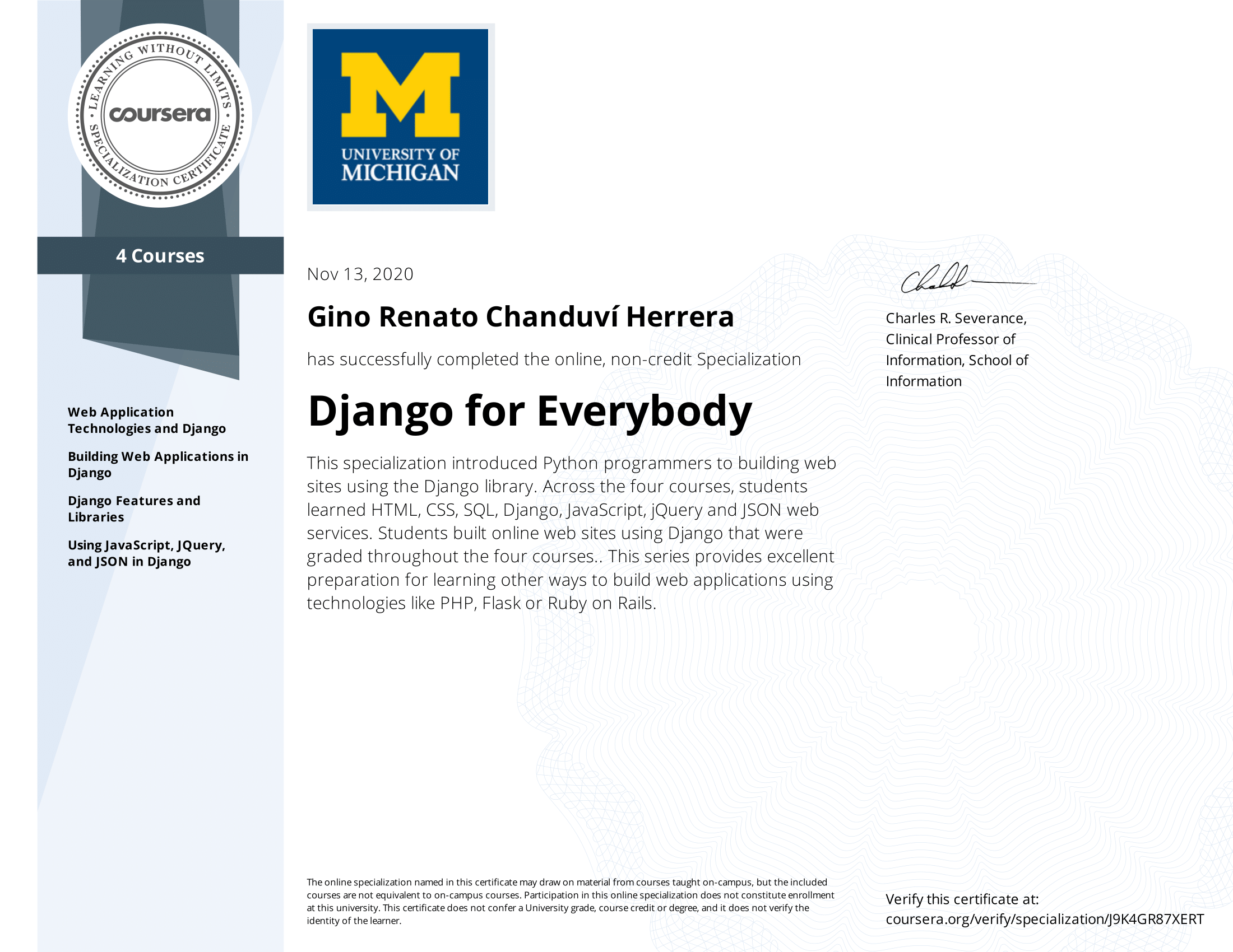 Django for Everybody Specialization